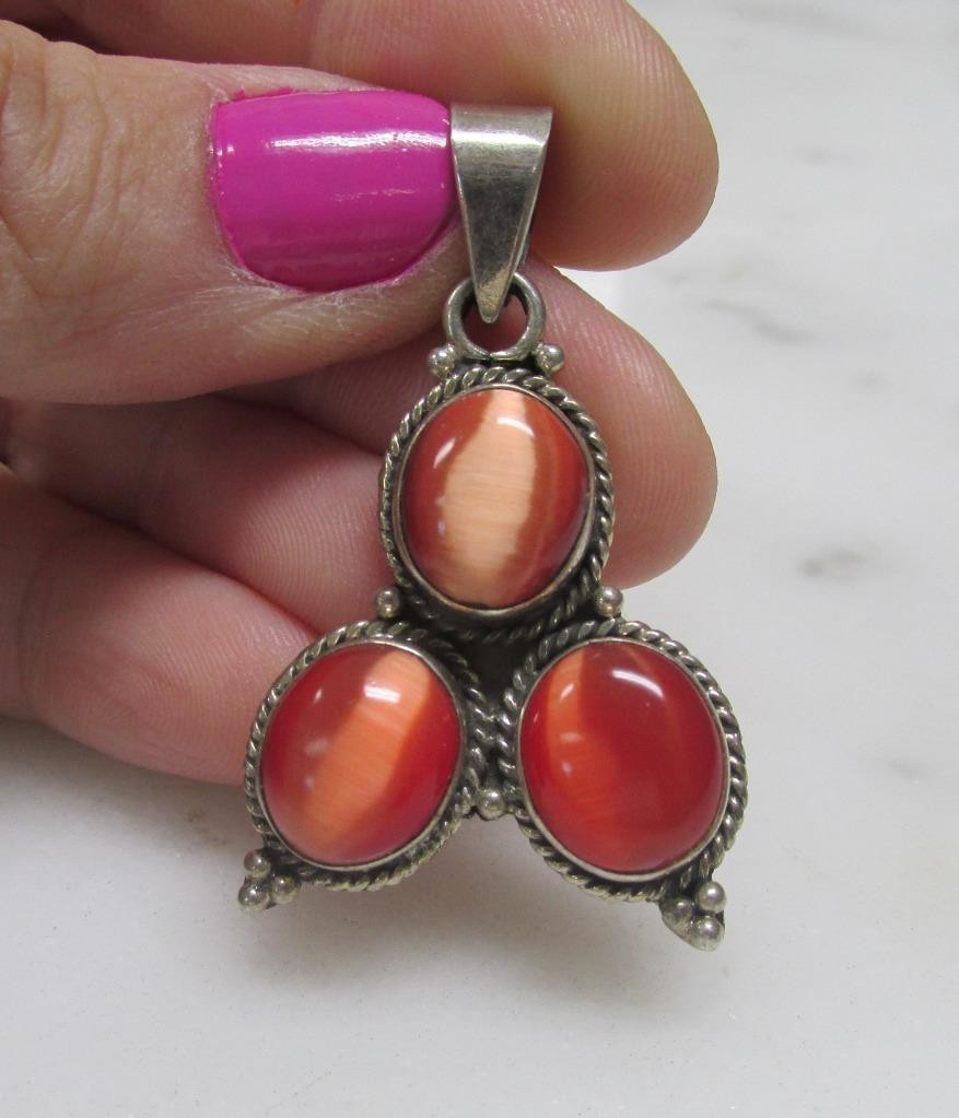 Sterling Silver Dangle Pendant w/ Unknown Stones ~ 9.4grams ~ 3-D403