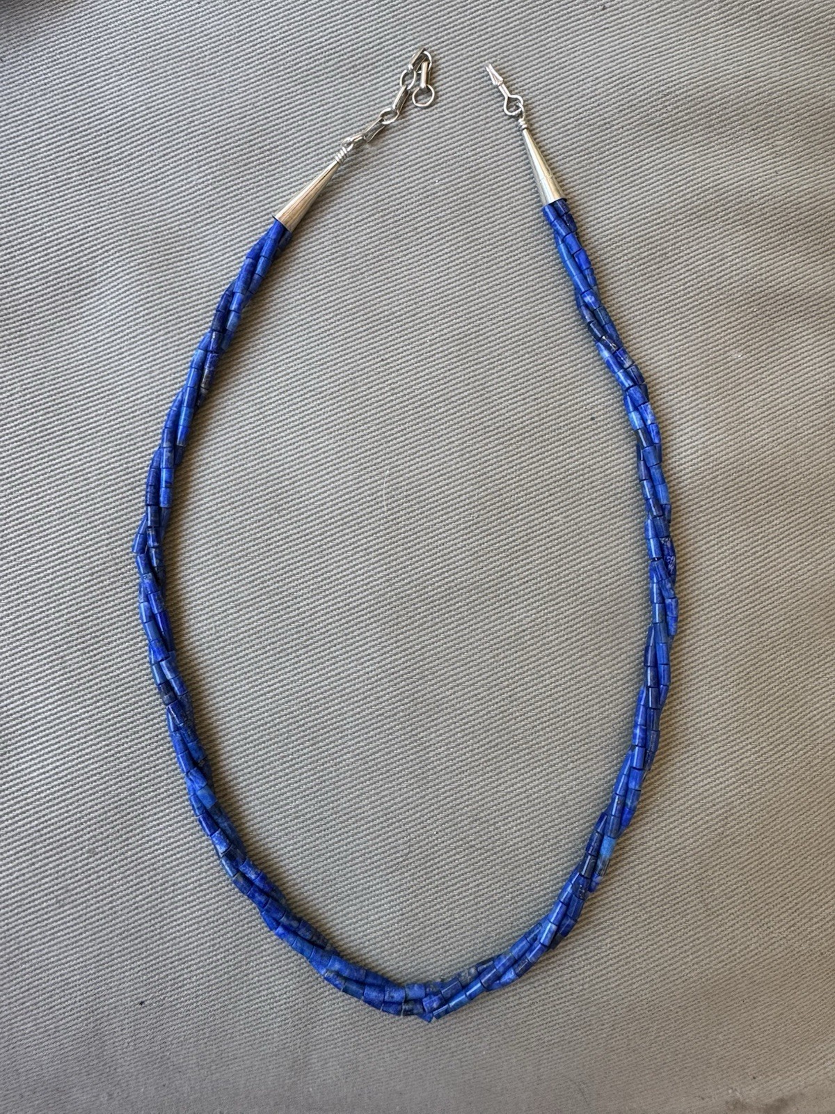 Vintage Lapis Lazuli Bead and Sterling Silver Adjustable Clasp 19.5” Necklace