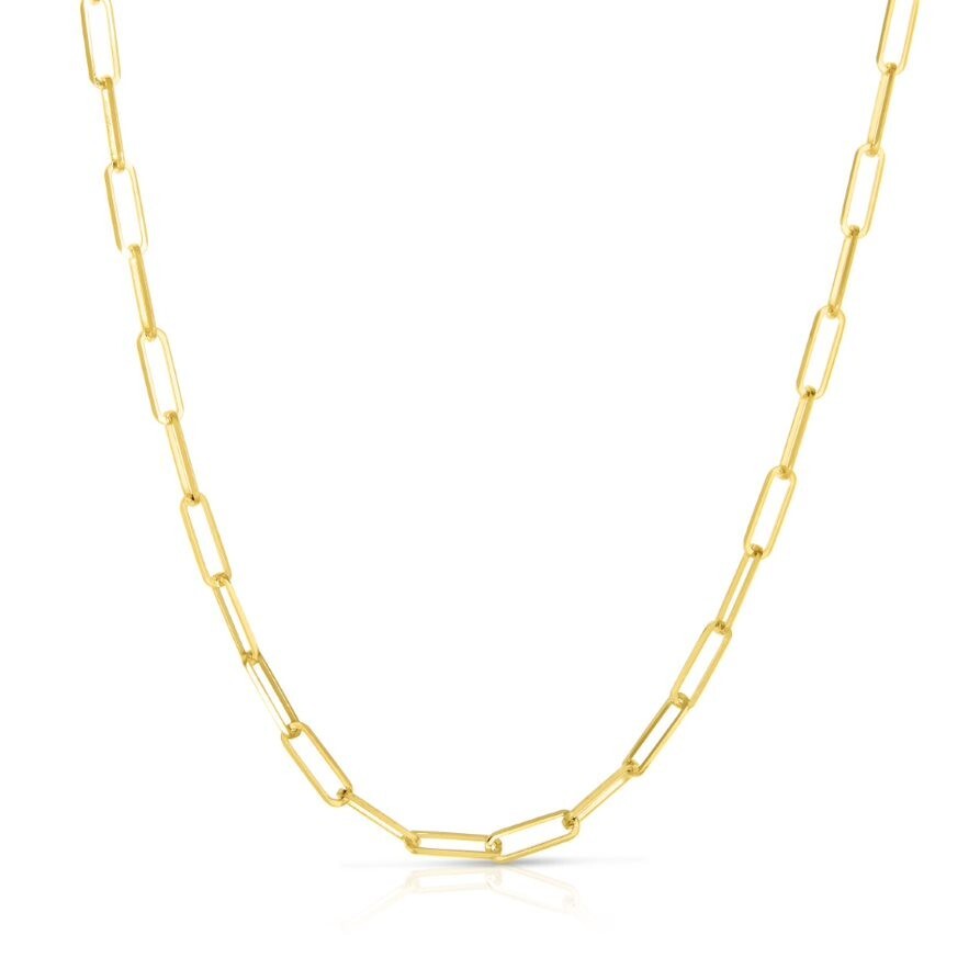 10k Yellow Gold Solid PAPERCLIP Cable Link Chain Necklace 22Inch 3.4 grams 2.5MM