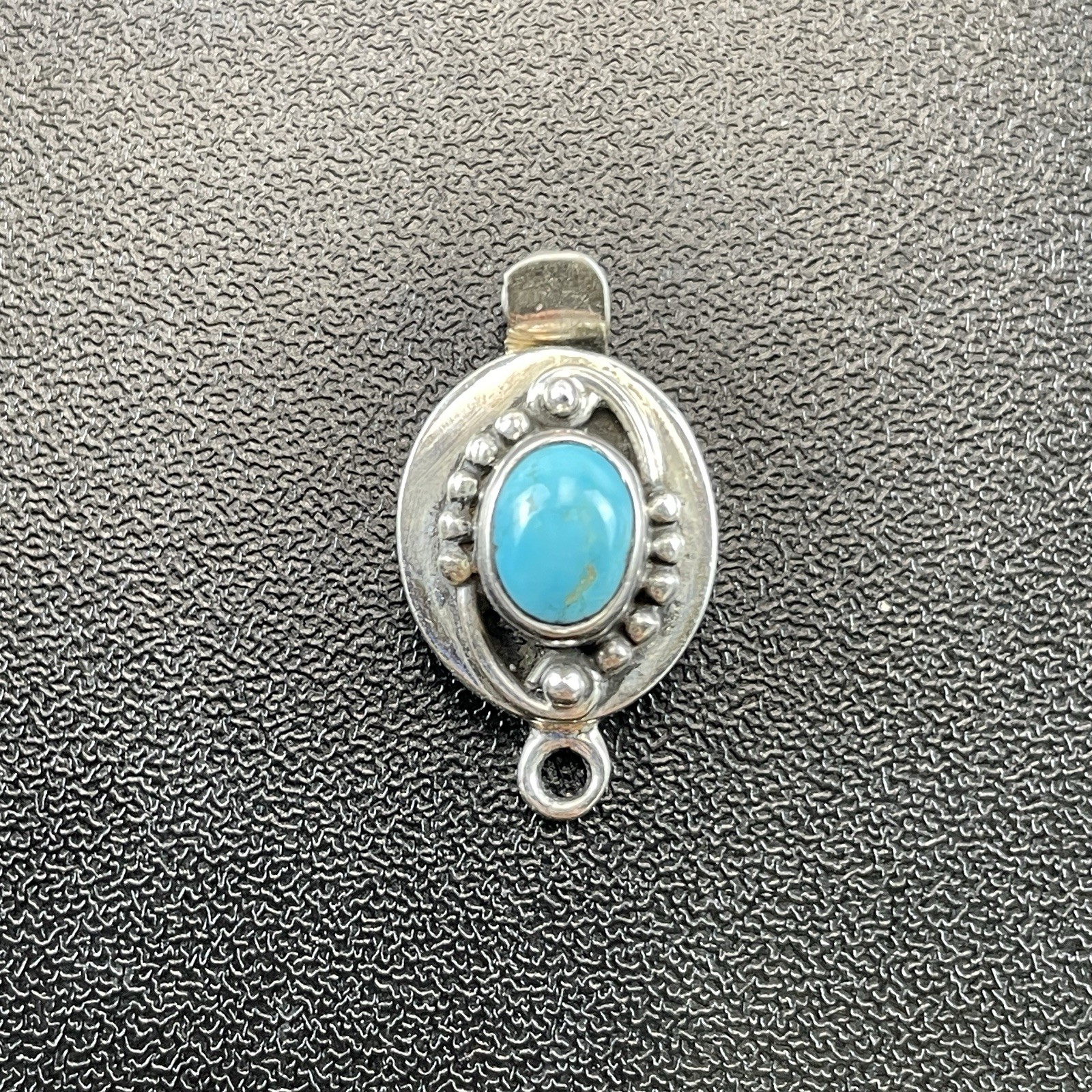 Vintage Sterling Silver Turquoise Oval Gemstone Box Clasp Closure 925 4.99g