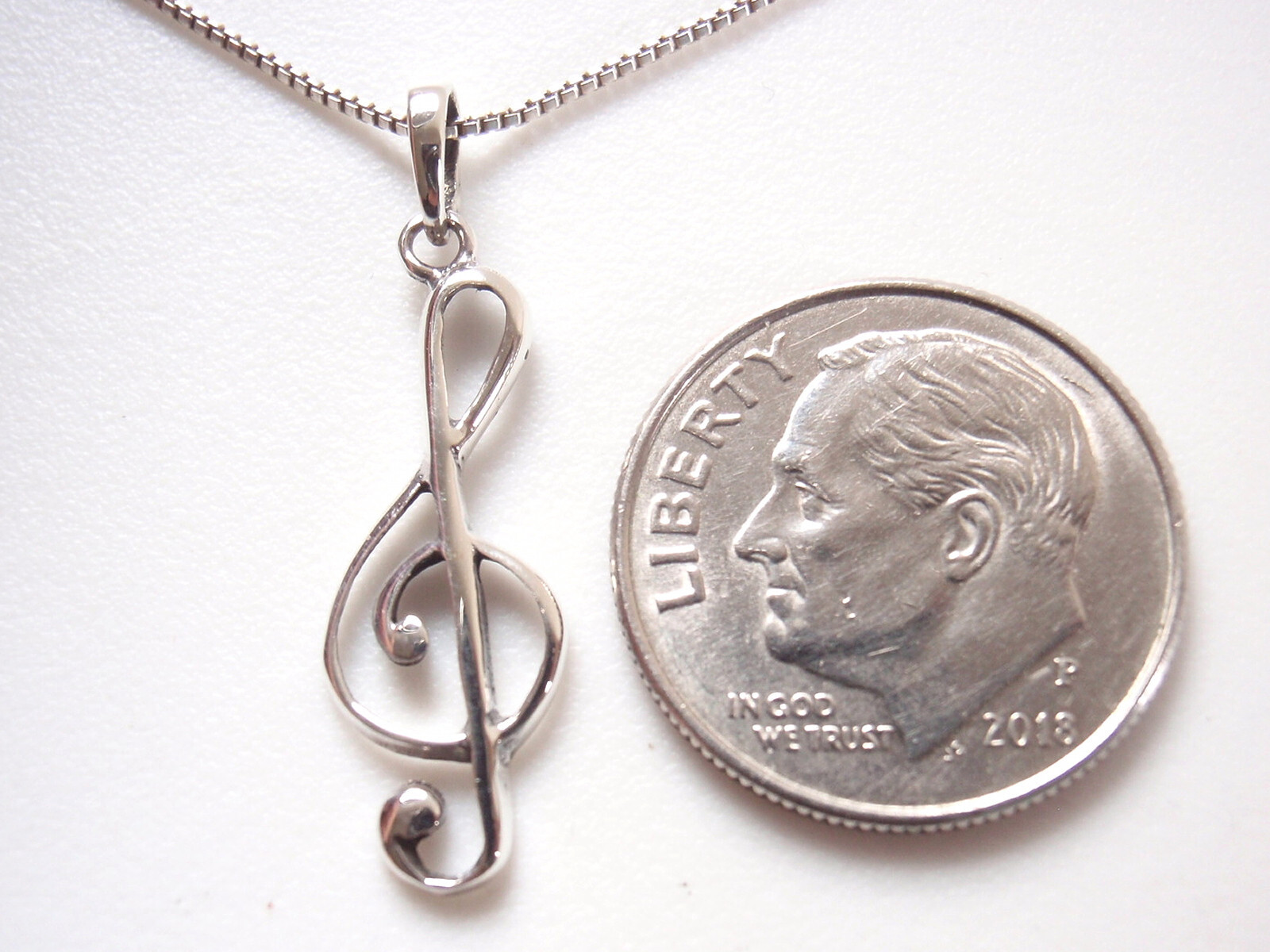 Small Treble Clef 925 Sterling Silver Necklace compose music song musician band