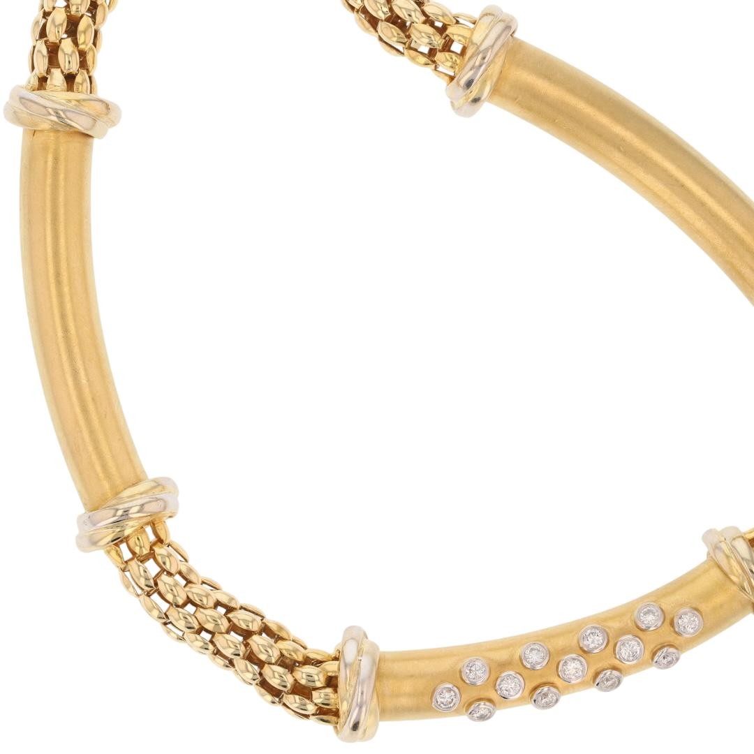 .30ctw Diamond Tube Popcorn Mesh 16.5″ Necklace 18k Multi-Tone Gold 57.59 Grams