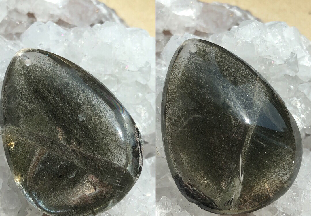 US SELLER Natural Green Phantom Quartz Pendant Teardrop Brazil Crystal
