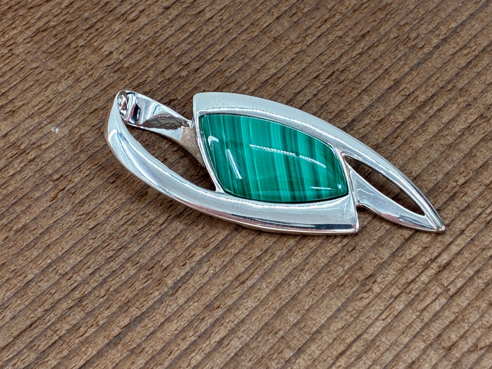 Jay King DTR Green Malachite Freeform Pendant Asymmetrical Enhancer Sterling 925