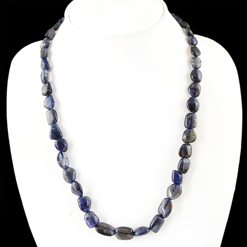 SUPERB TOP GRADE 175.00 CTS NATURAL RICH BLUE TANZANITE BEADS NECKLACE STRAND