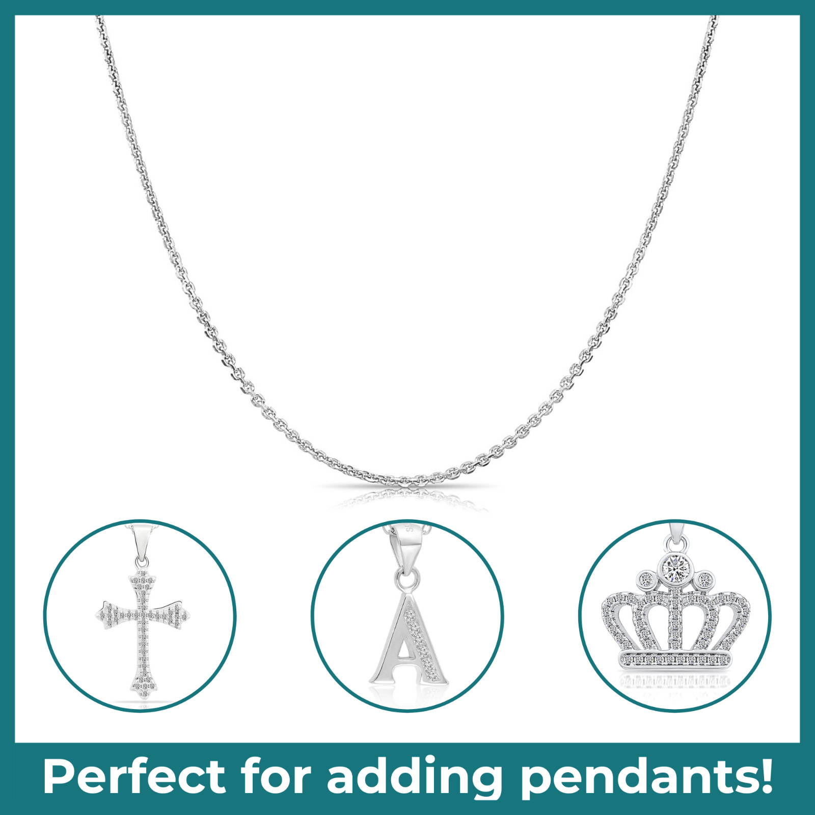14K Real Solid White Gold Diamond-Cut Thin Dainty Cable Chain Necklace 16″-20″