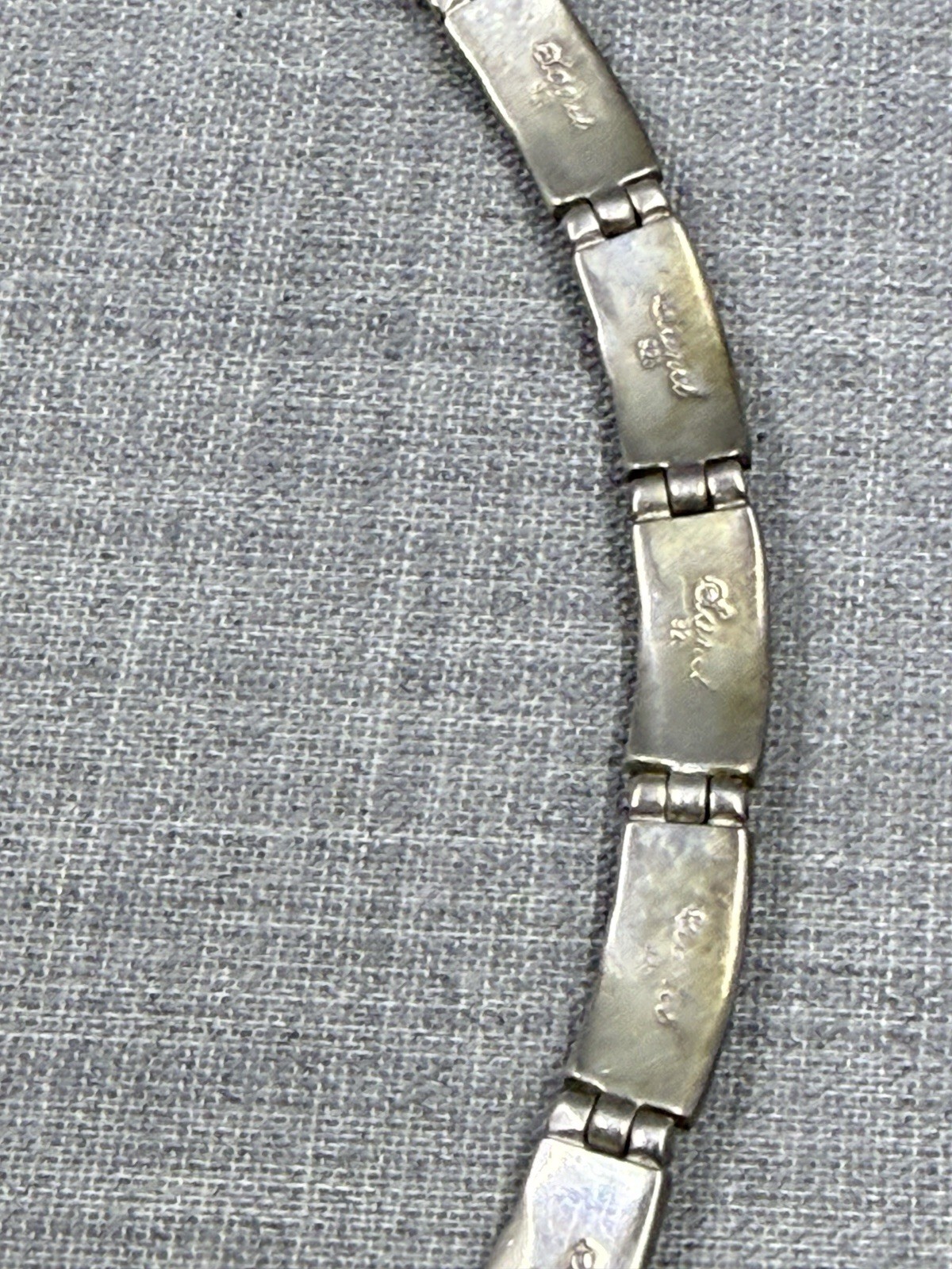 Sanel Onyx Bar Link Sterling Silver .925 Choker Bib Necklace 16″ (41 Grams)