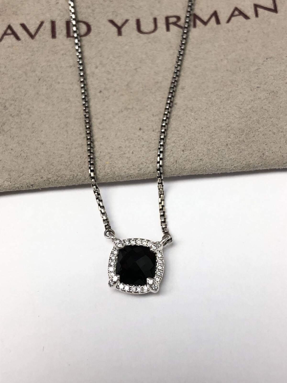 DAVID YURMAN Petite Chatelaine Sterling Silver Black Onyx & Diamond Necklace