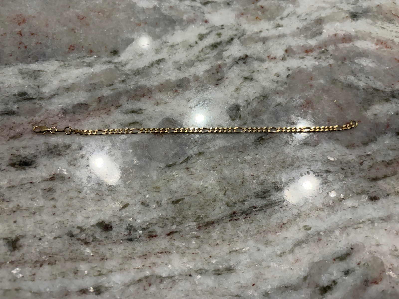Solid 18k Gold 7.84g Vintage UnoAErre 1AR Figaro Link Chain Bracelet Italy 7.5″
