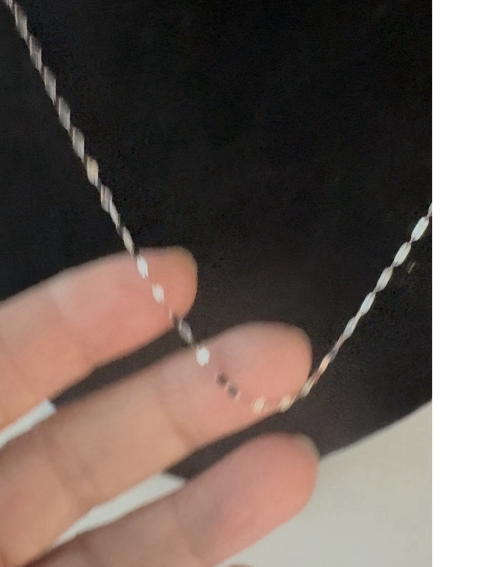 14K Solid WG White Gold Mirror Link Chain Necklace Choker 16″ Sparkle