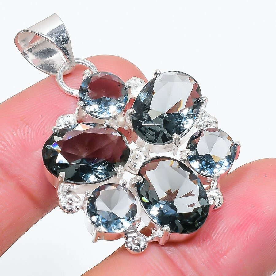 Alexandrite Gemstone Handmade 925 Sterling Silver Jewelry Pendant Size 1.65″
