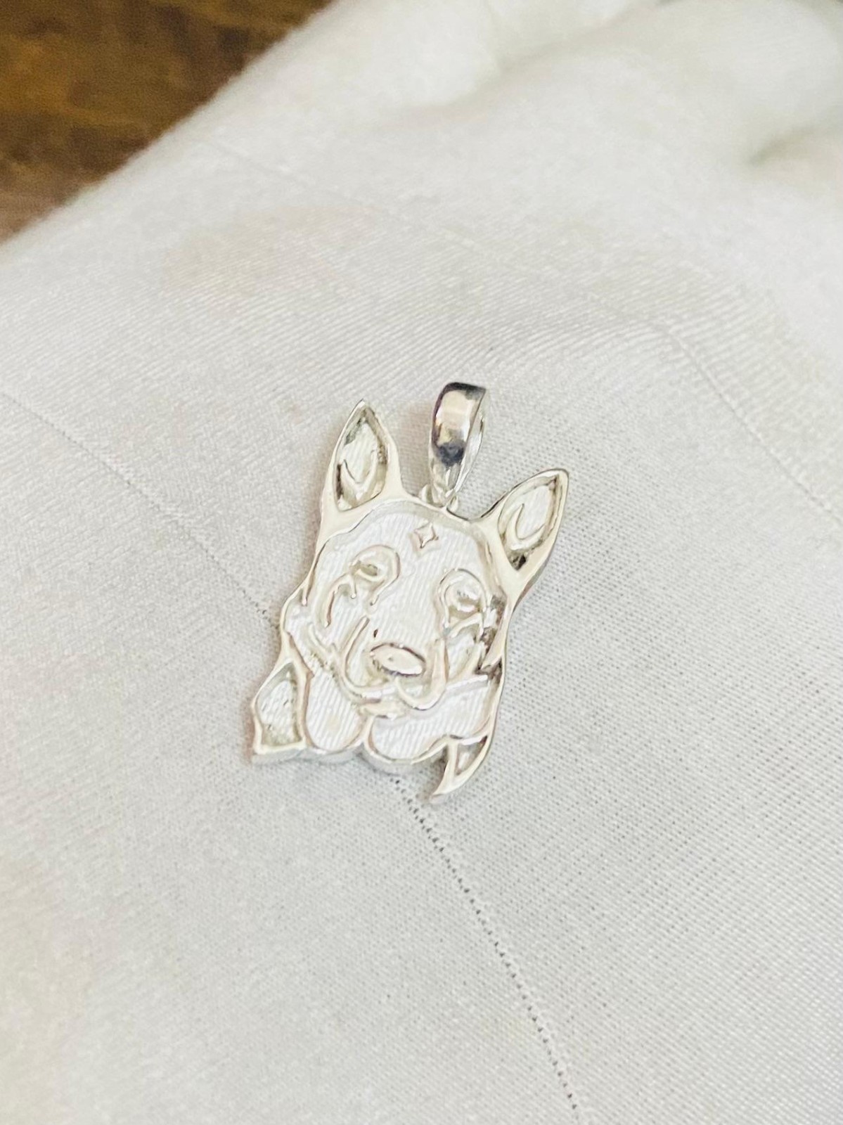 Solid 925 Sterling Silver German Shepherd Dog Face Pendant Blank Bezel Setting