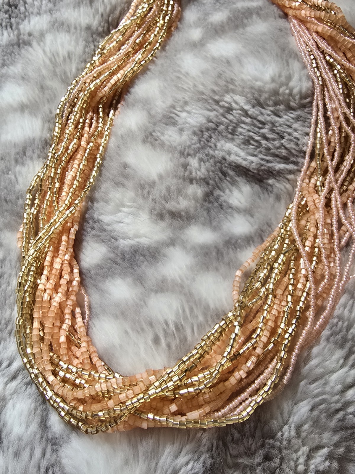 $200 Ross Simons 18k/Sterling Silver Murano Coral Gold multi strand Necklace