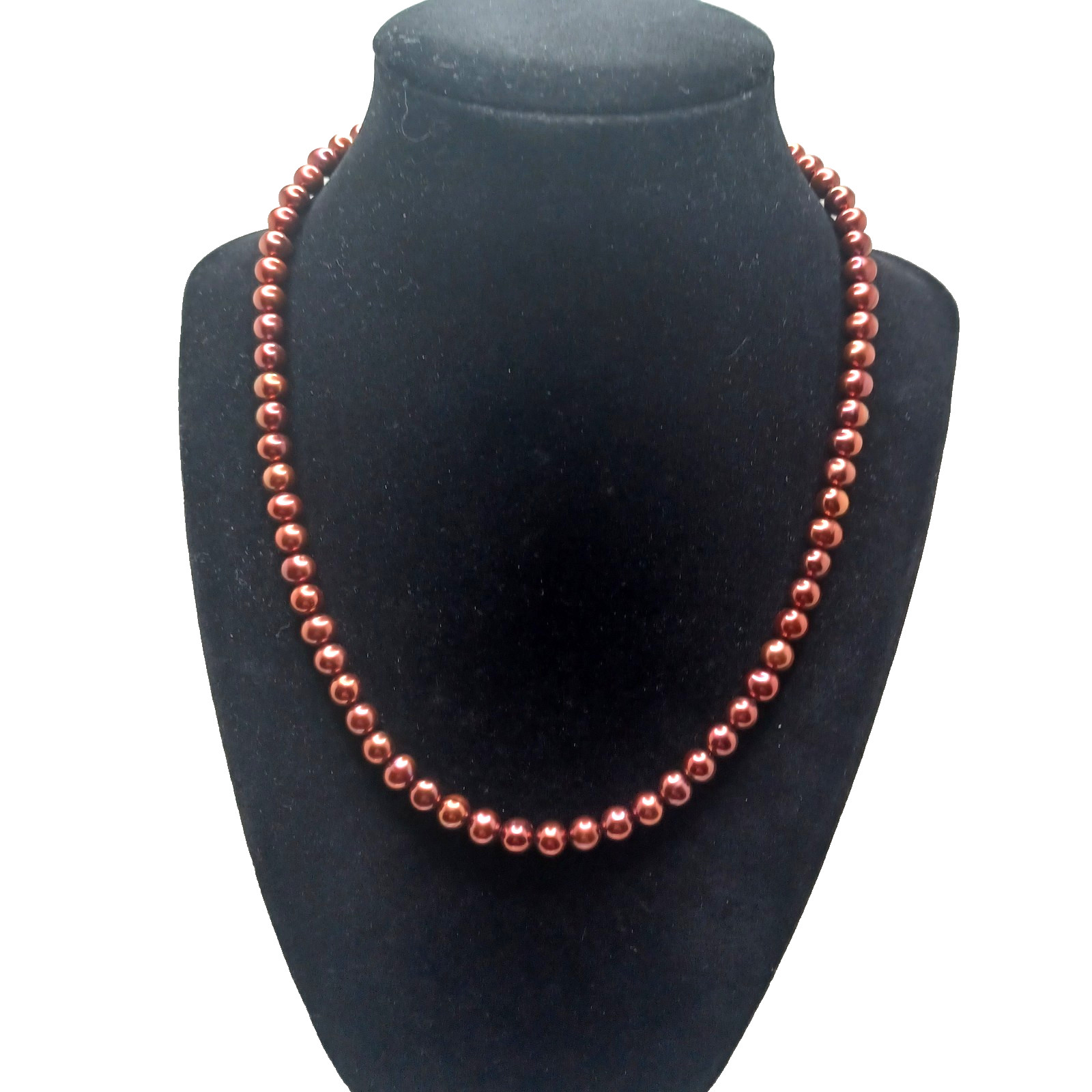 18” Chocolate Pearl Necklace Hand knotted 10k YG Push Lock Clasp