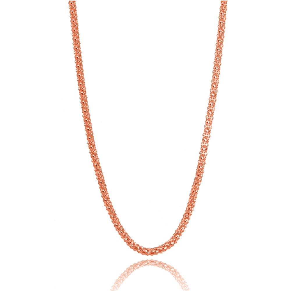 1.5mm Popcorn Chain Necklace in Rose Gold Plated Sterling Silver, 24 Inches