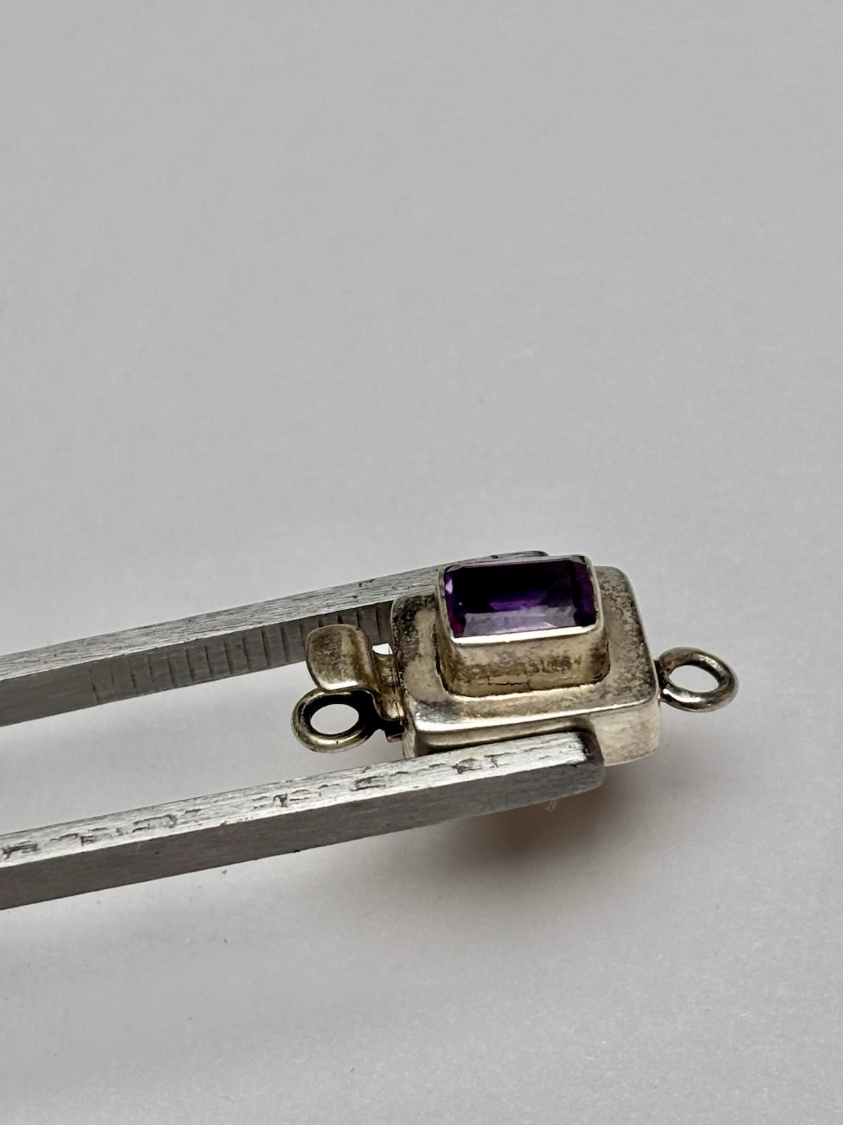 925 Sterling Silver Amethyst Jewelry Box Clasp