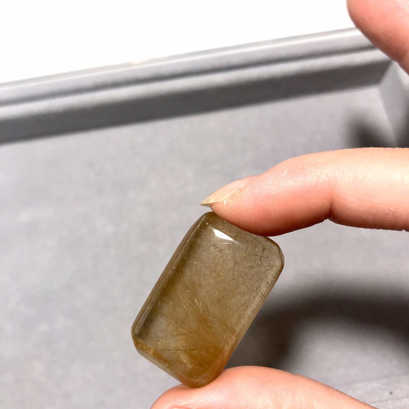 US SELLER Natural cushion Golden Rutilated Quartz Pendant Square Brazil Crystal