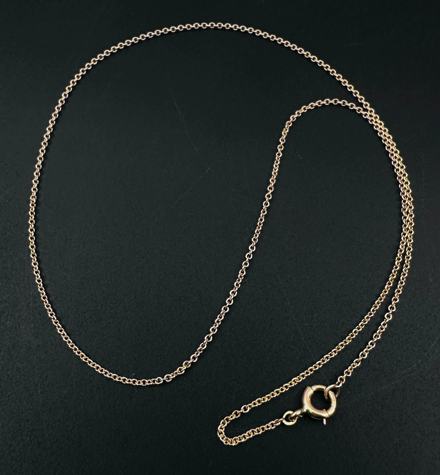 Vintage Solid 10K Yellow Gold Rolo Link Chain Necklace, 1.2mm, 15 1/2″, 1.7g