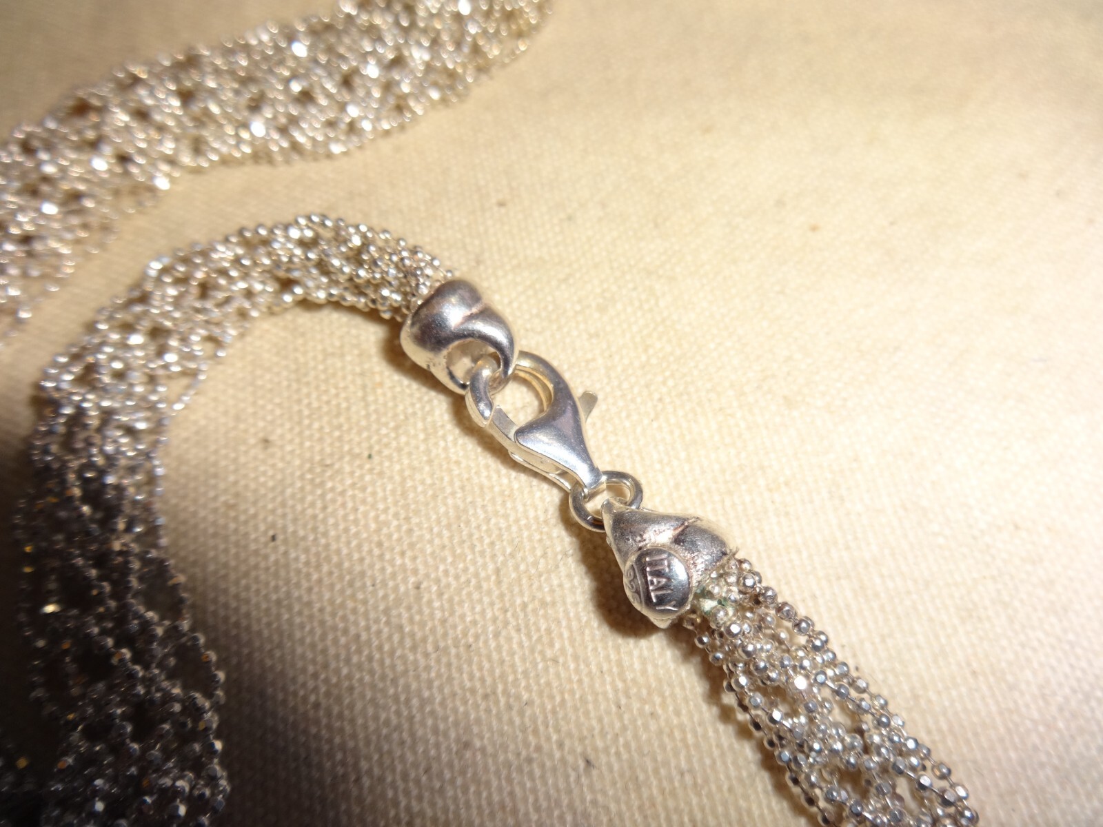 Vintage 925 Sterling Silver Italy Multiple Strand Necklace 18″