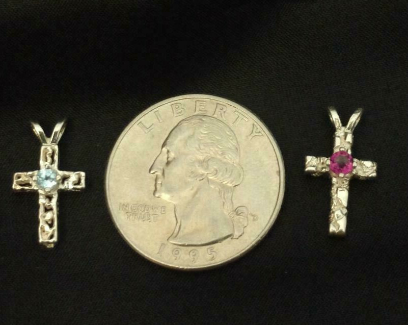 PETITE BIRTHSTONE CROSS PENDANT CRAFTED WITH .925 STERLING AND GENUINE GEMSTONES