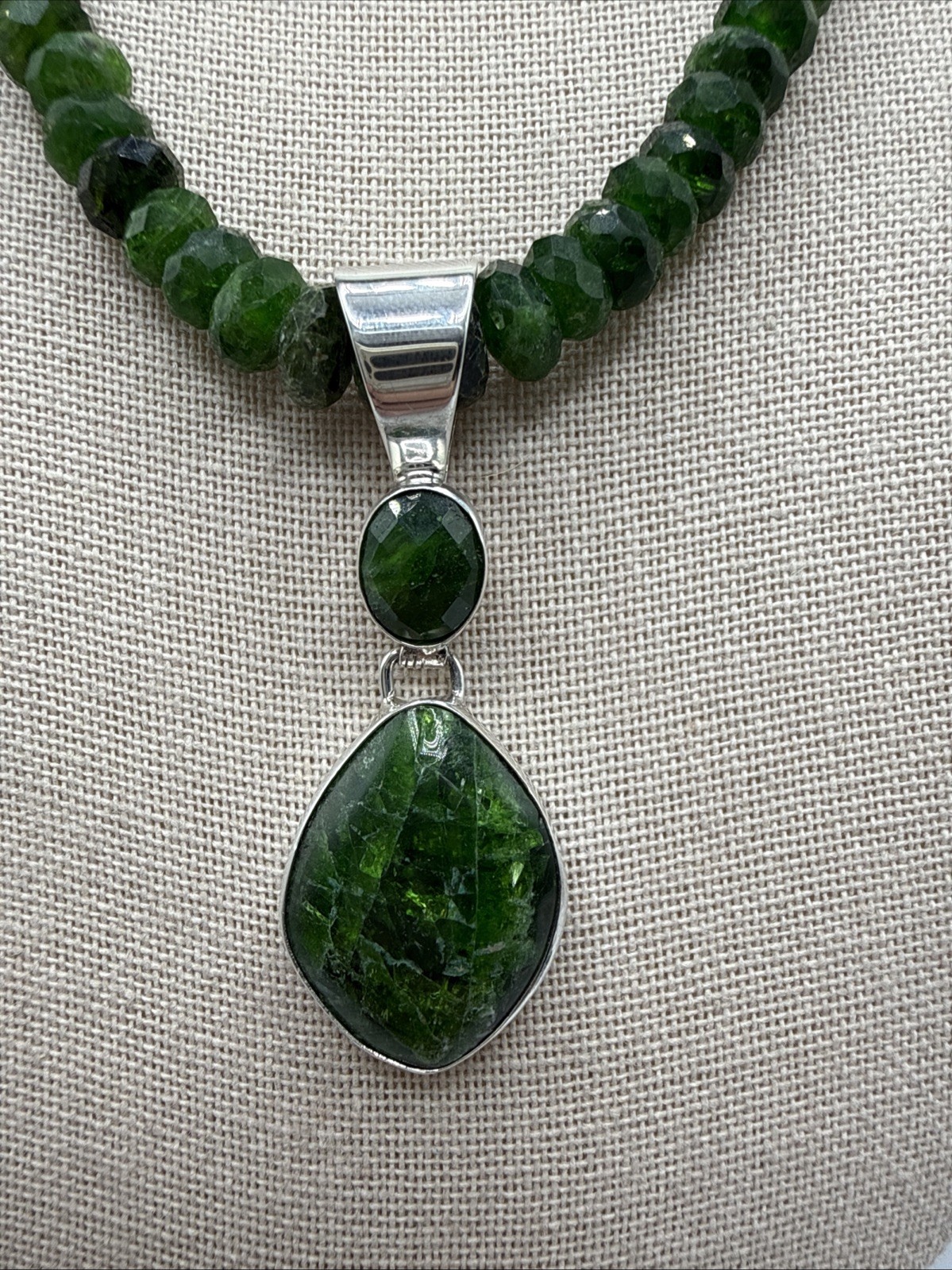 Jay King Natural Russian Chrome Diopside Sterling Silver Necklace & Pendant NWT