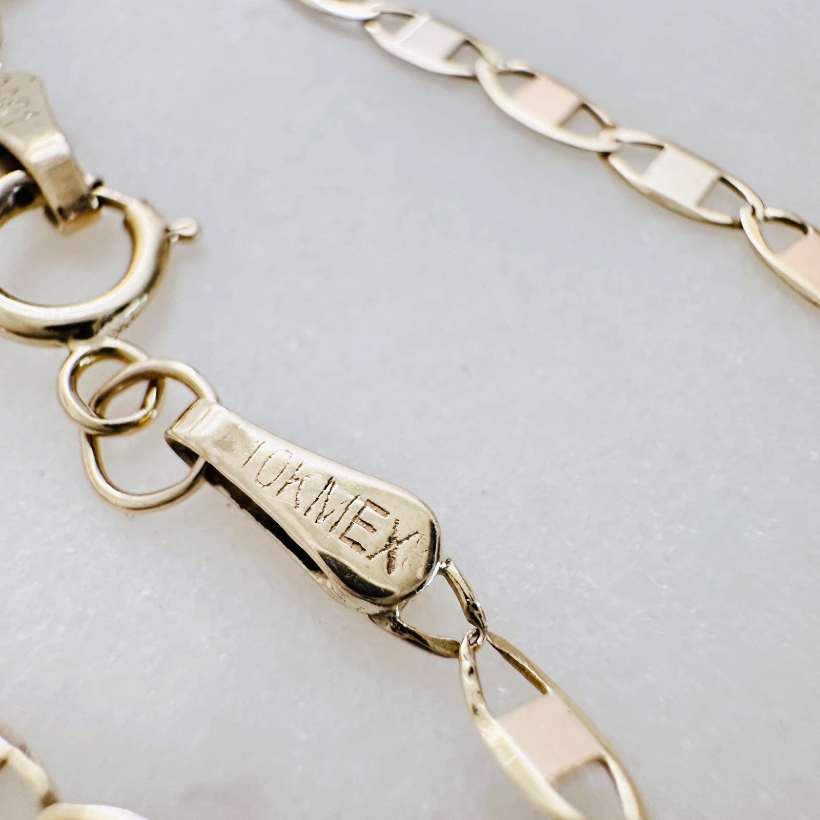 Solid 10K Multi-tone Gold Mariner Valentino Link Chain Necklace, 2.2mm, 18 7/8″