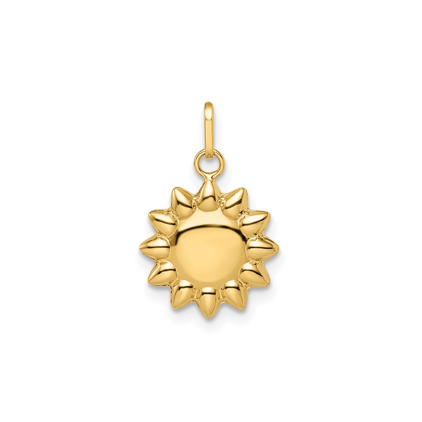 14k Yellow Gold Sun Pendant Charm Polished Sunburst Boho Spiritual Necklace Jewe
