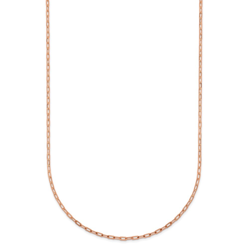 18K Rose Gold Polished and Diamond-cut 1.2mm Solid Flat Cable Chain Necklace 18″