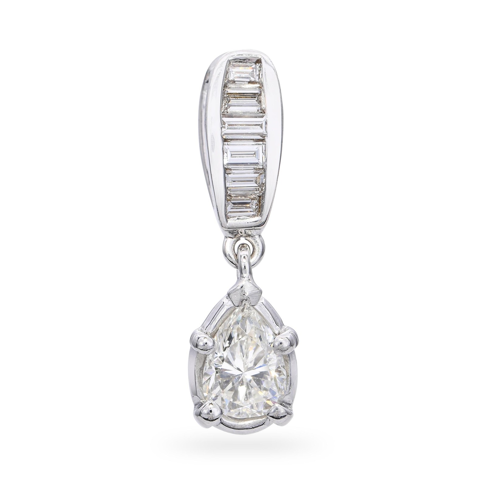Vintage Platinum GIA 0.98tcw J Si2 Diamond Pendant