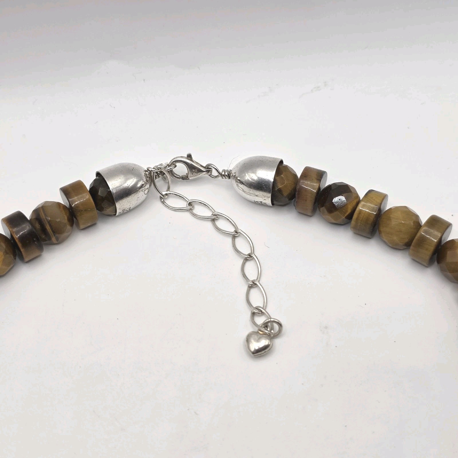 Beautiful DRT Graduated Faceted Tiger’s Eye Sterling Silver 925 Necklace