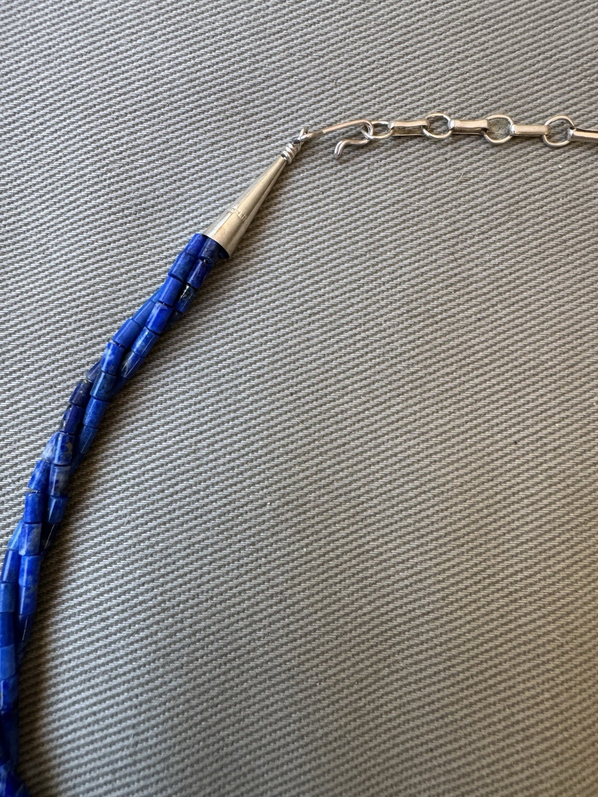 Vintage Lapis Lazuli Bead and Sterling Silver Adjustable Clasp 19.5” Necklace