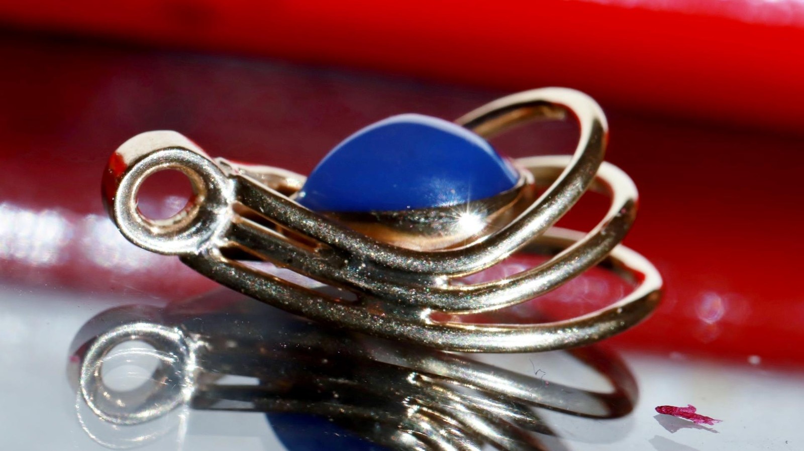 14k yellow gold pendant 1.45ct lab created blue star sapphire charm 2.45gr N3738