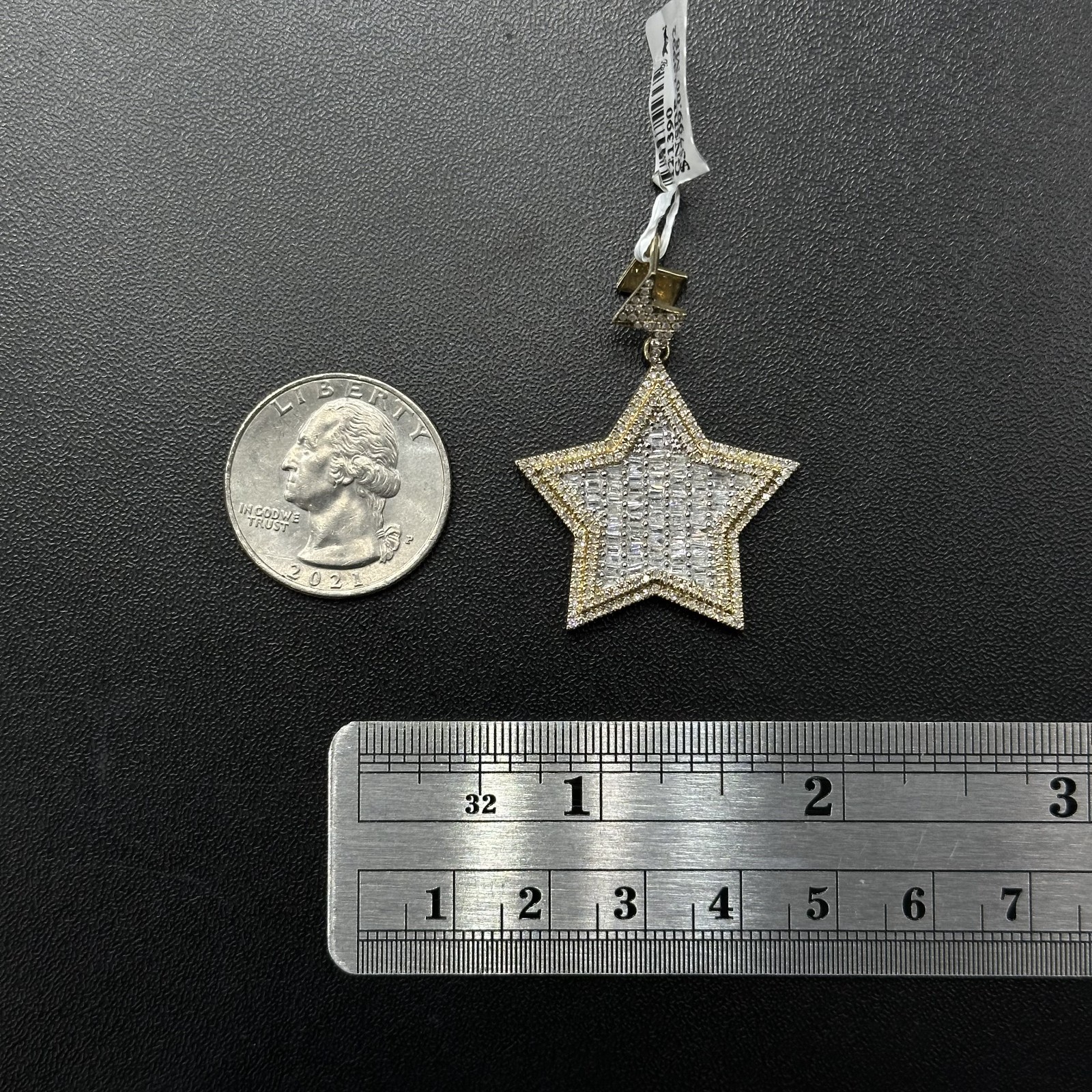 Genuine Diamond Start Charm 1.20 CTW with 10k Gold Pendant Male Female