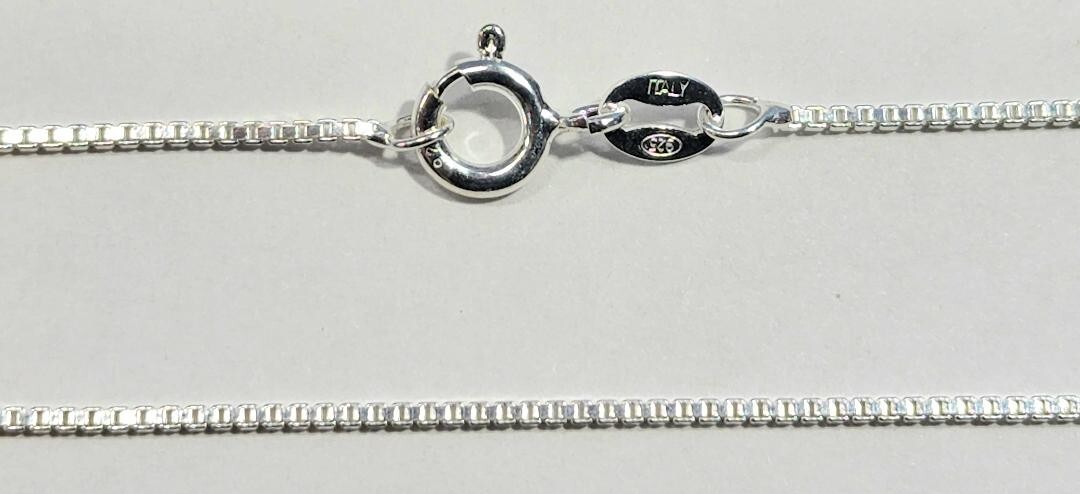 Box Chain 20 inches Long 925 Sterling Silver 1mm Thick made in Italy