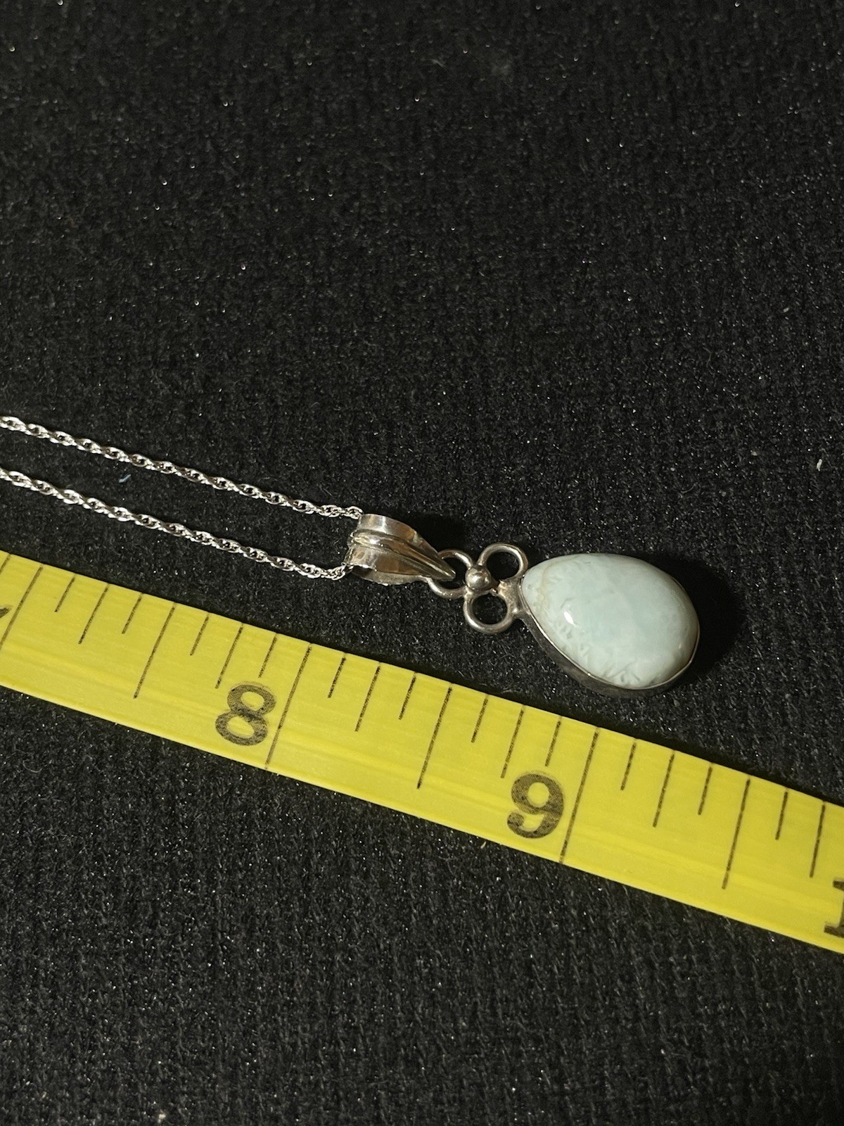 925 Sterling Silver Larimar Pendant On 16-17 Inch Chain