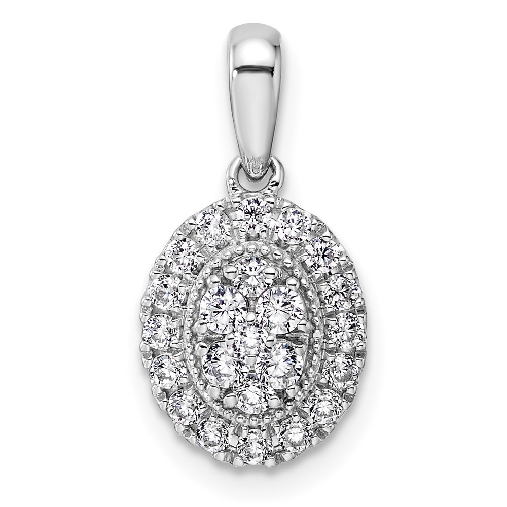 14K White Gold Lab Grown Diamond Oval Halo Pendant (VS/SI, G-H) for Mom