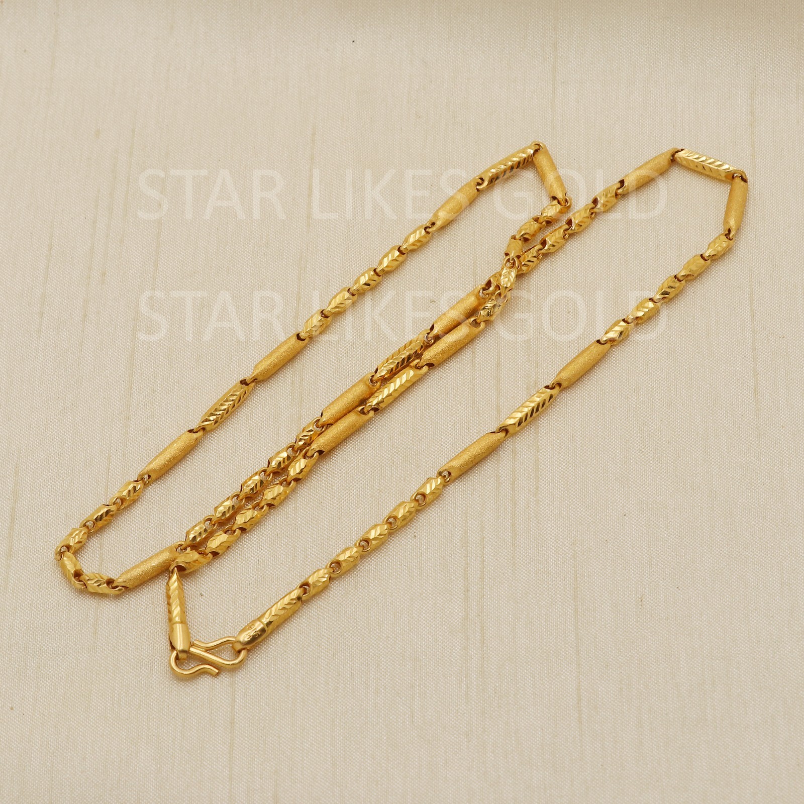 22K Yellow Gold Diamond Cut Machine Chain 20″ 11.45g 3mm Textured Link Necklace
