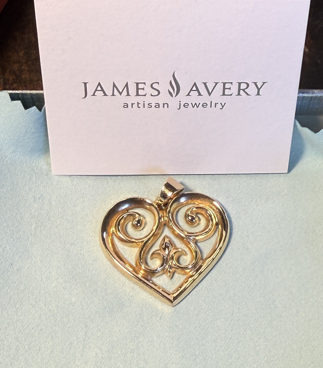 Retired Rare James Avery French Scroll Heart Pendant 14K Gold 10.3 Grams