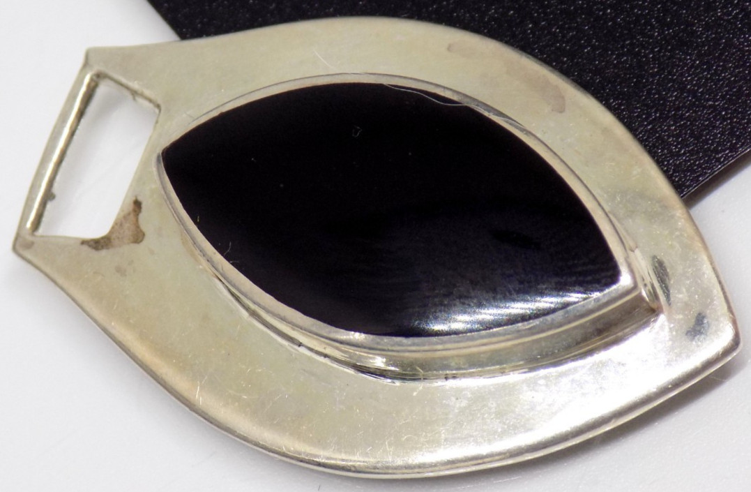 CHAPAL ZENRAY signed NF natural black onyx sterling 925 silver pendant
