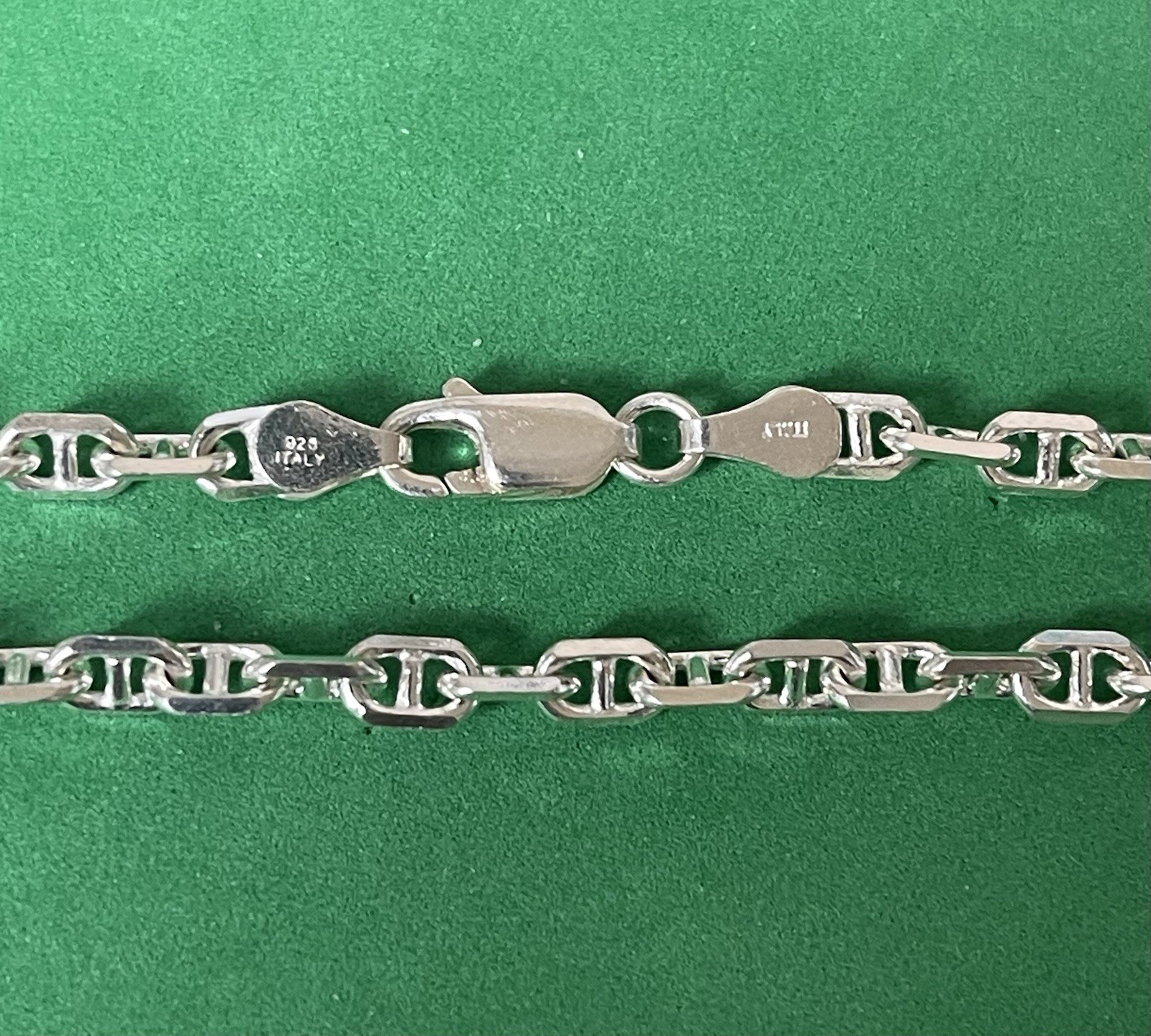 18” 4mm Italian Anchor Mariner Sterling Silver .925 Chain Necklace 14.7 Grams