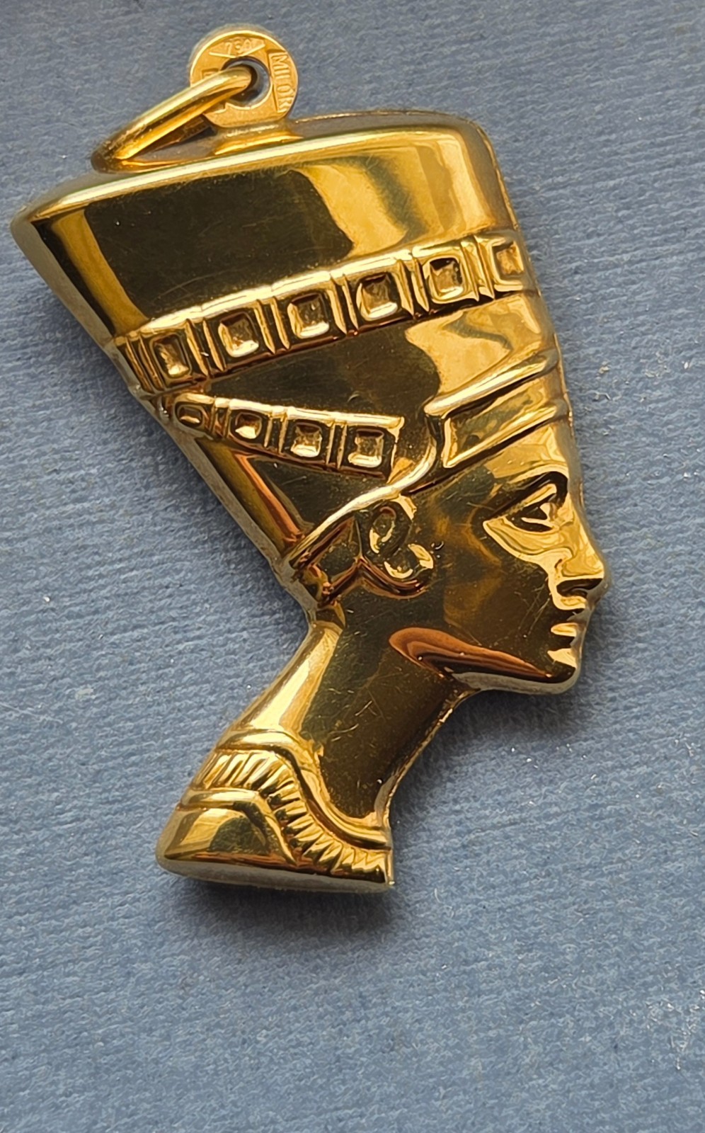 Milor 18k Yellow Gold Egyptian Nefertiti Charm 1-1/2″ with original receipt