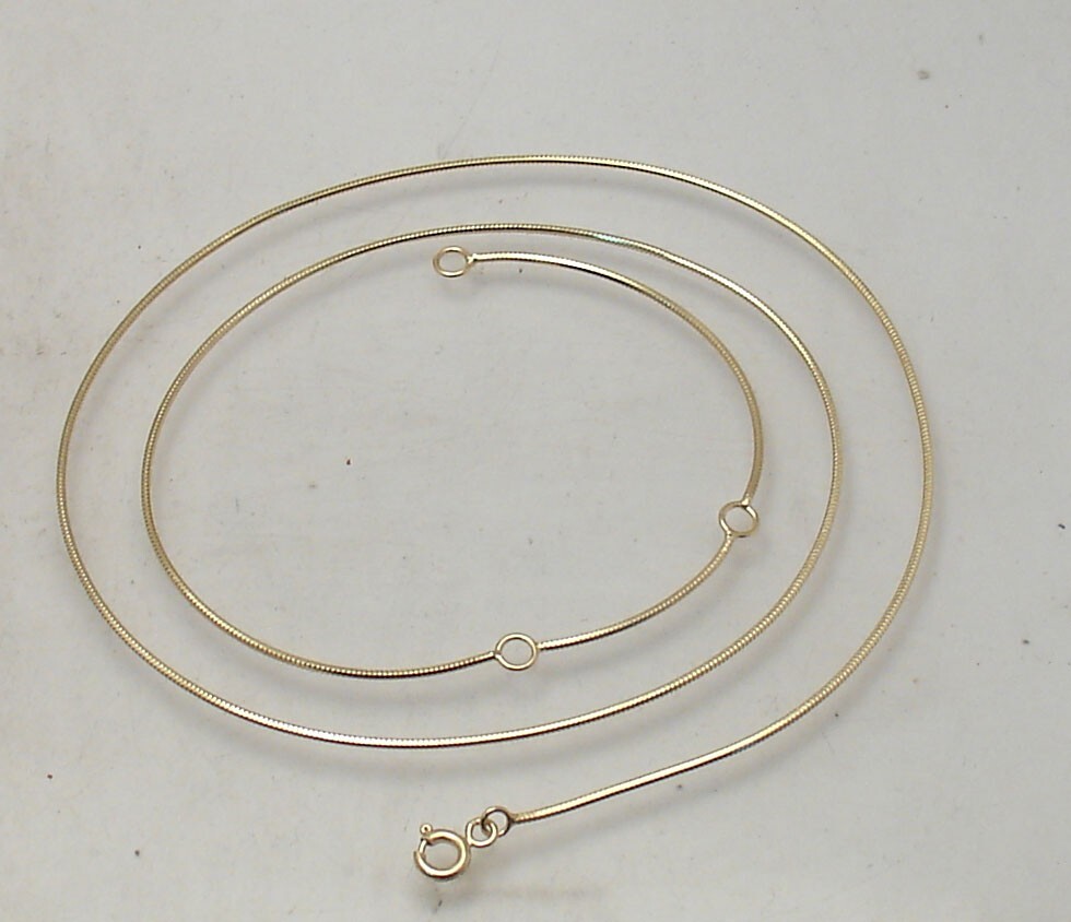 Adjustable Round Snake Chain Necklace Solid Real 14K Yellow Gold 18″ 19″ 21″