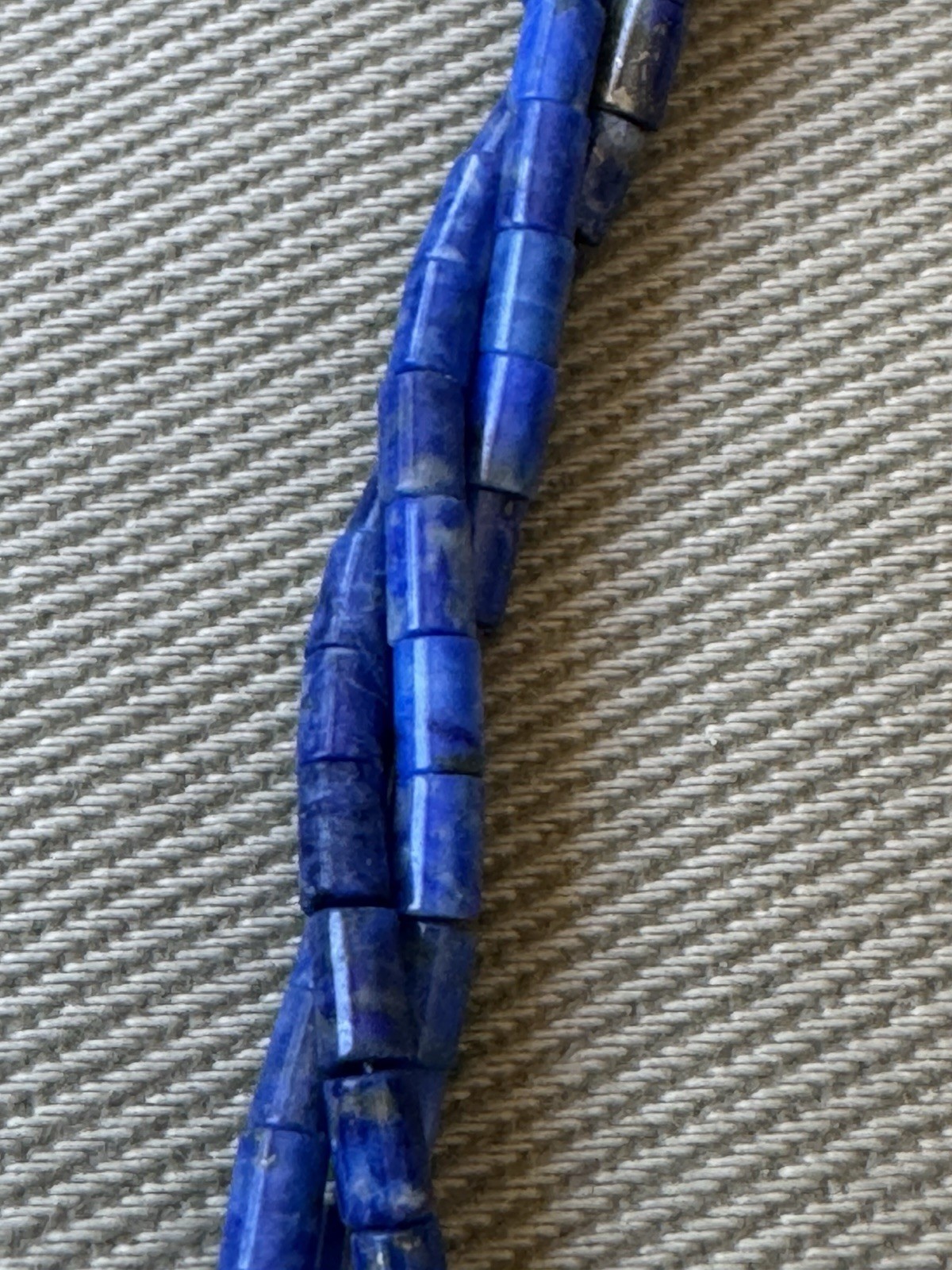 Vintage Lapis Lazuli Bead and Sterling Silver Adjustable Clasp 19.5” Necklace
