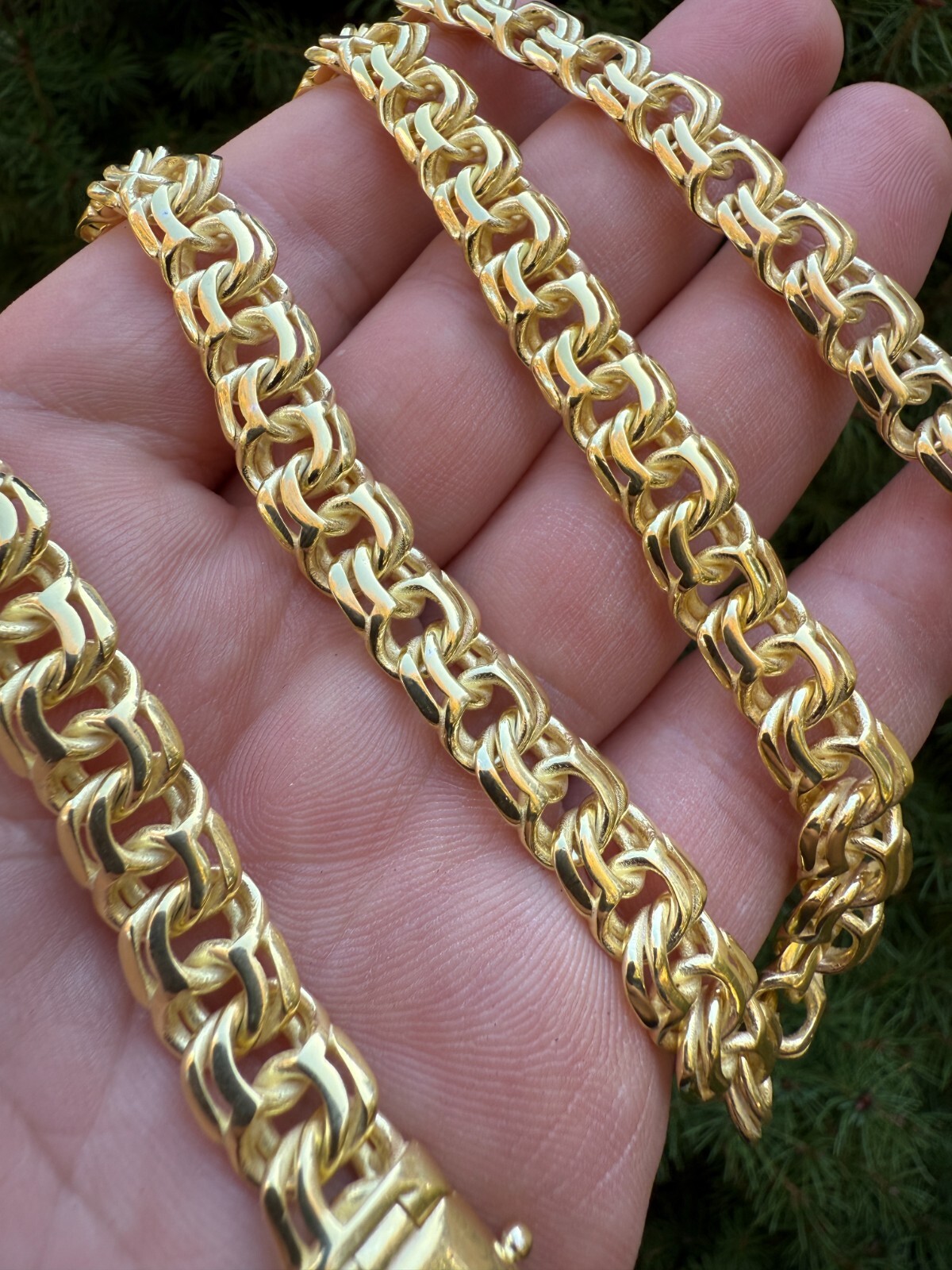 Handmade 9mm Bismark Garibaldi Chino Chain 14k Gold Over 925 Silver Necklace