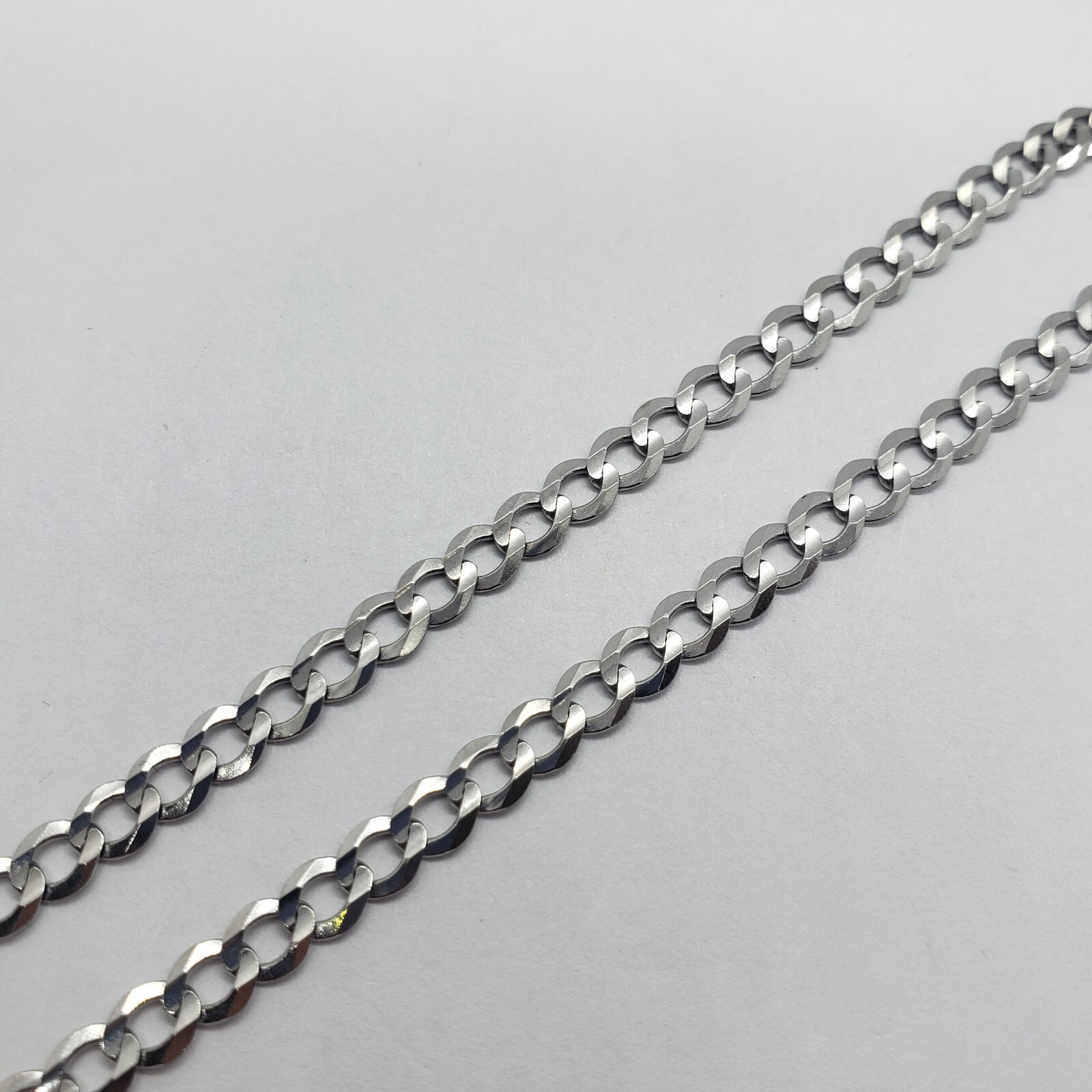 10K White Gold Solid Cuban Link Chain Curb Necklace Bracelet 3mm Size 7″~30″
