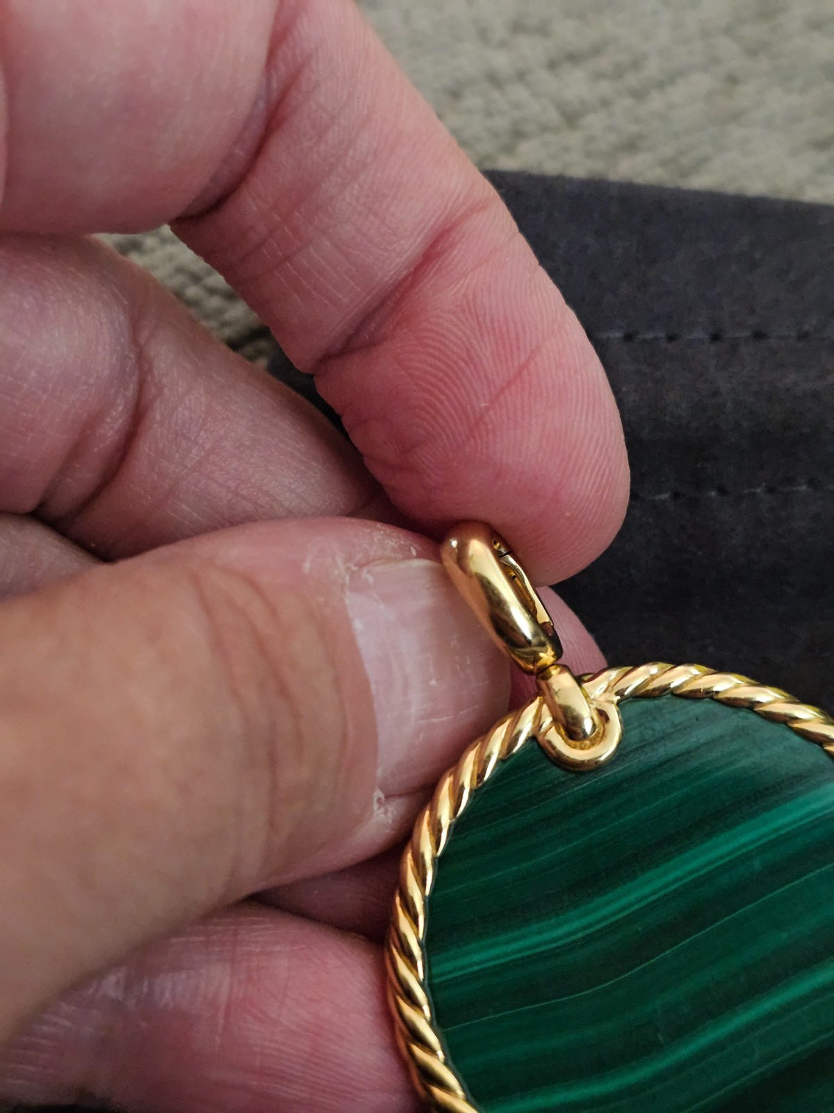 DAVID YURMAN 18K Gold & Malachite Elements Disc Pendant New Authentic