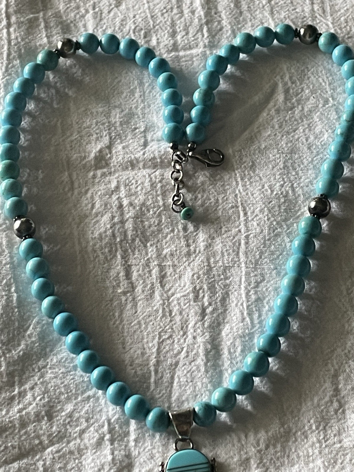 Sleeping Beauty and Sterling Silver Bead Necklace with SS Pendant