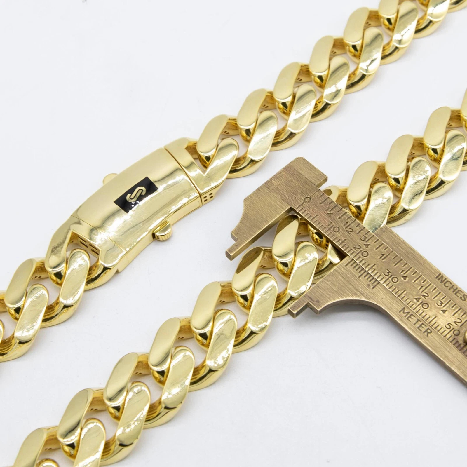 20mm Mens Miami Cuban Royal Link Chain Necklace Box Clasp Real 10K Yellow Gold