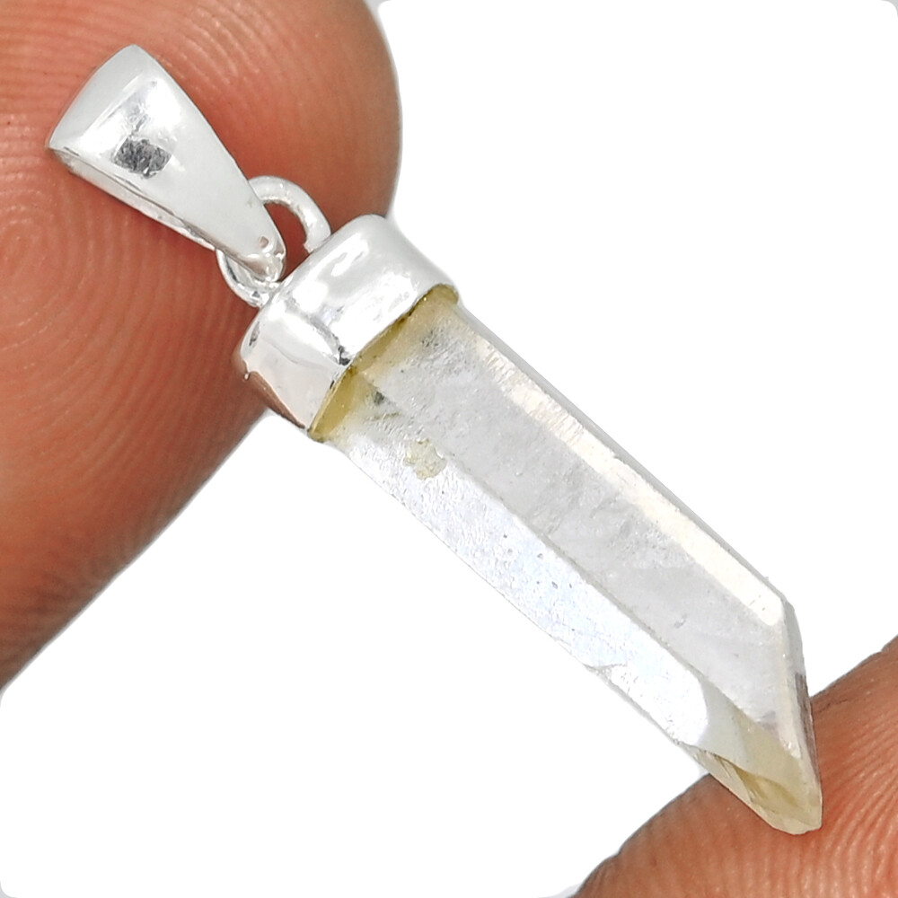Natural Lemurian Quartz 925 Sterling Silver Pendant Point CP38959