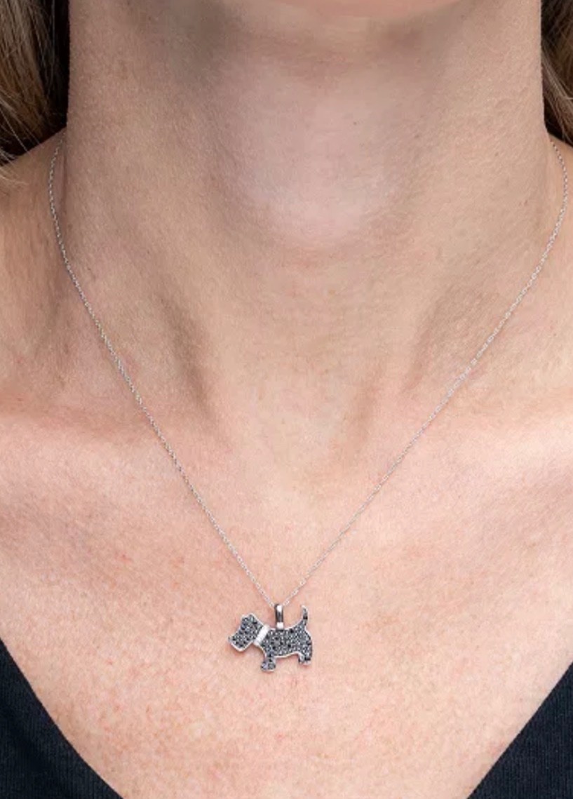 Black Diamond (1/4 ct. t.w.) & White Diamond Accent Schnauzer Pendant Necklace i